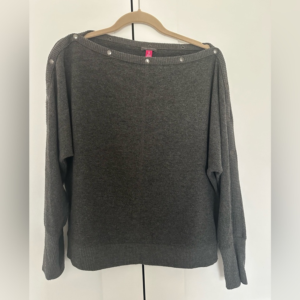 Vince Camuto Gray Off-the-Shoulder Sweater